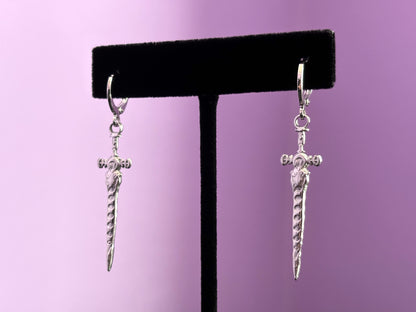 CRESCENT BLADE - Silver Sword Earrings