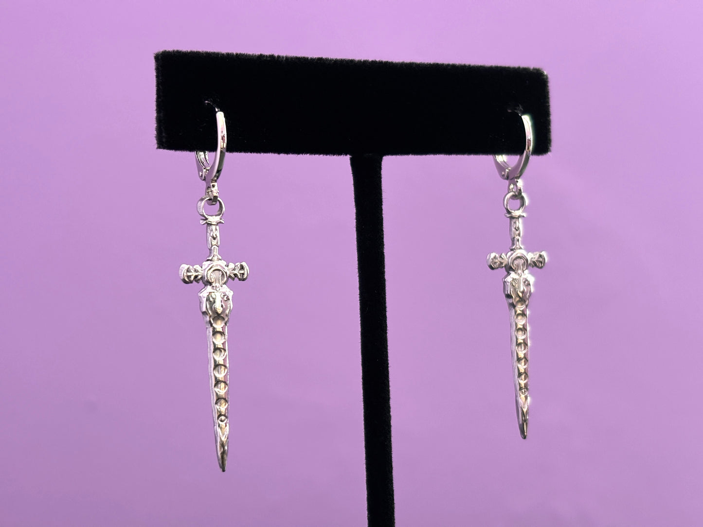 CRESCENT BLADE - Silver Sword Earrings