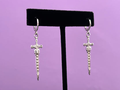CRESCENT BLADE - Silver Sword Earrings