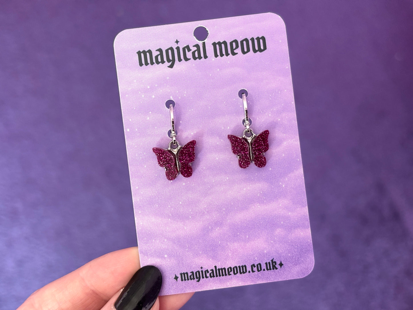 FLUTTER ORCHID - Purple Butterfly Earrings
