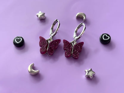 FLUTTER ORCHID - Purple Butterfly Earrings