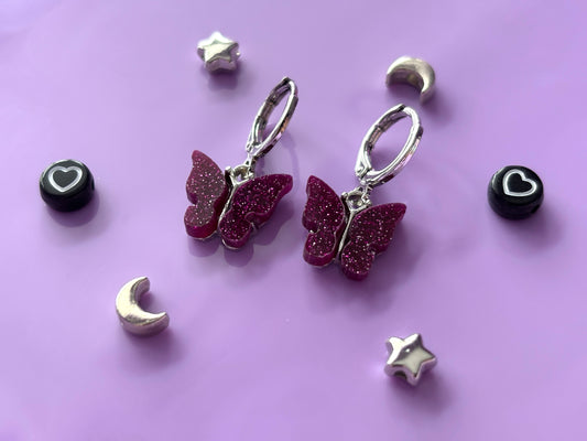 FLUTTER ORCHID - Purple Butterfly Earrings