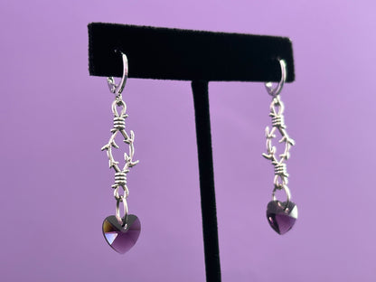 THORNS - Purple Heart Dropper Earrings