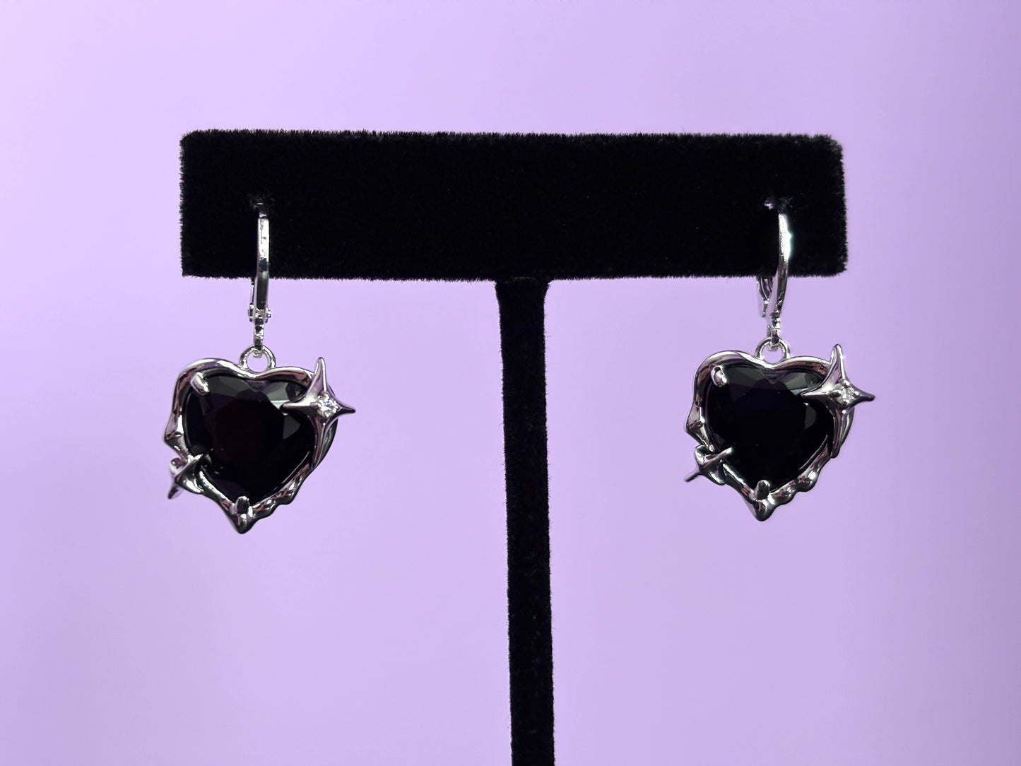 BLACK HEART - Crystal Heart Earrings