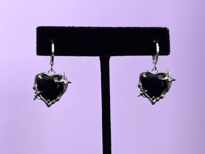 BLACK HEART - Crystal Heart Earrings
