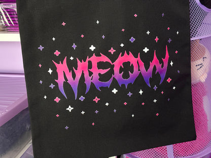 MISPRINTED B-GRADE - MEOW - Black Cotton Tote Bag