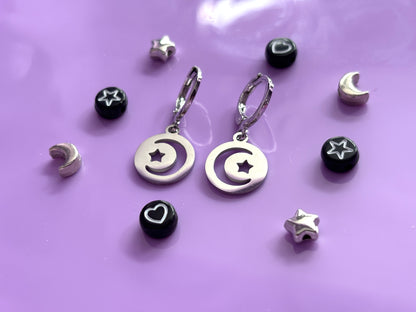 CRESCENT STAR - Dainty Moon Earrings