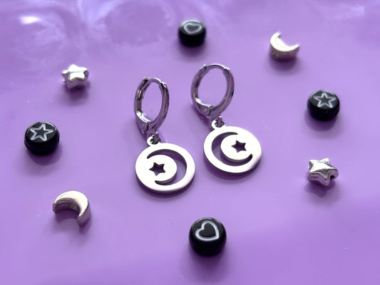 CRESCENT STAR - Dainty Moon Earrings