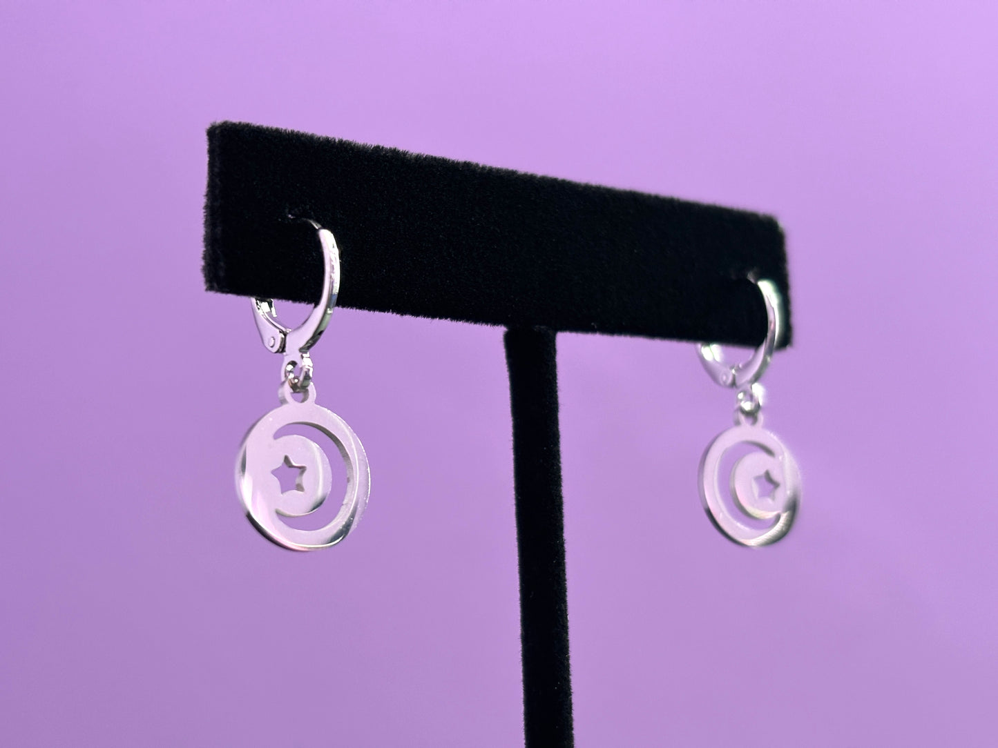 CRESCENT STAR - Dainty Moon Earrings